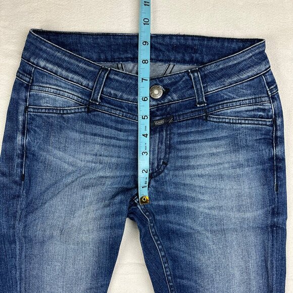 Candiani Closed Blue Jeans Size 26 Raw Hem Denim Dark Wash Distressed Threads - Picture 15 of 16